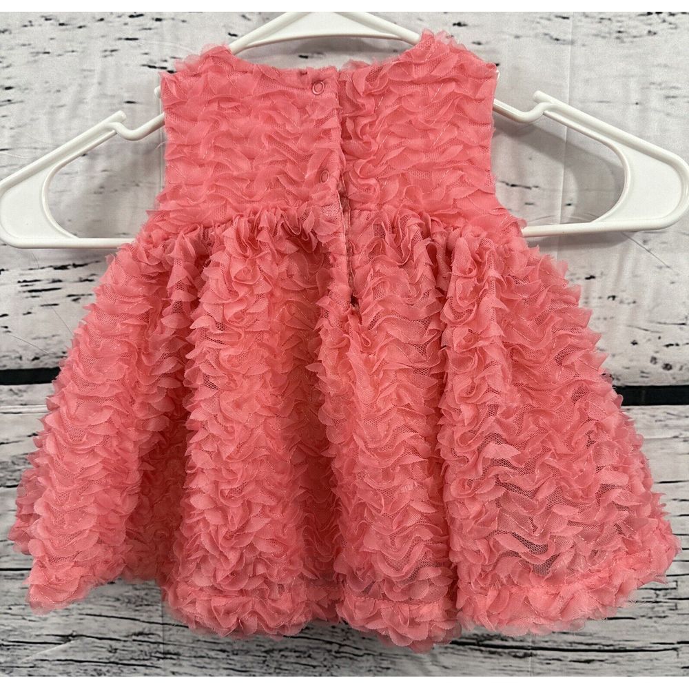 Cat and Jack Baby Girl Coral Pink Dress 3-6mo Ruffles - Picture 2 of 10